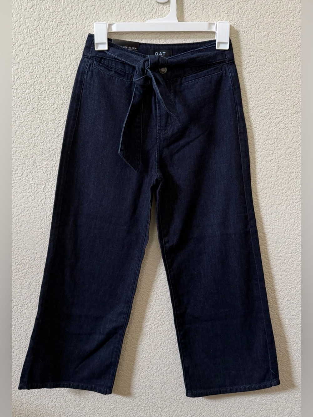 OAT New York (24) High rise wide leg crop belted 100% cotton denim trouser